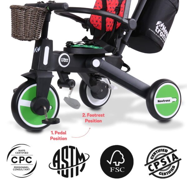 Newtronx Adventure Pro foldable toddler tricycle, WaterMelon edition, view 5